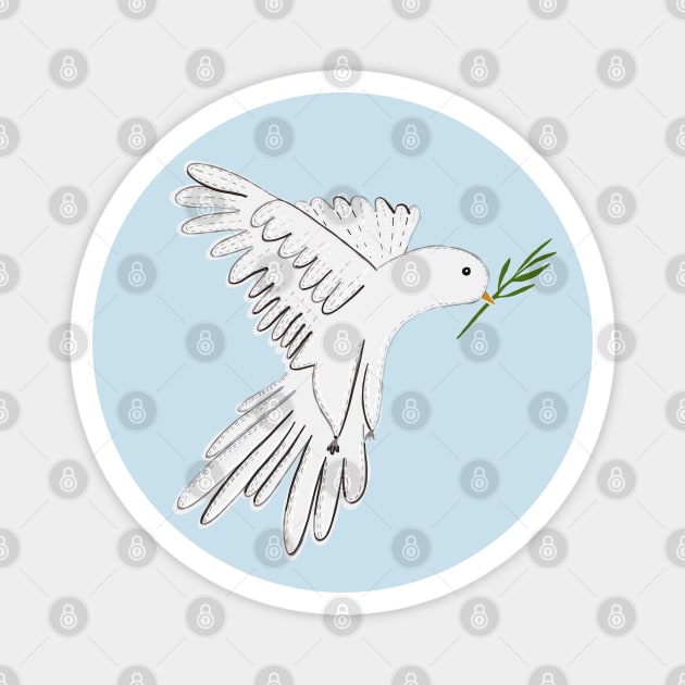 White dove pigeon with green leaves Magnet by GULSENGUNEL